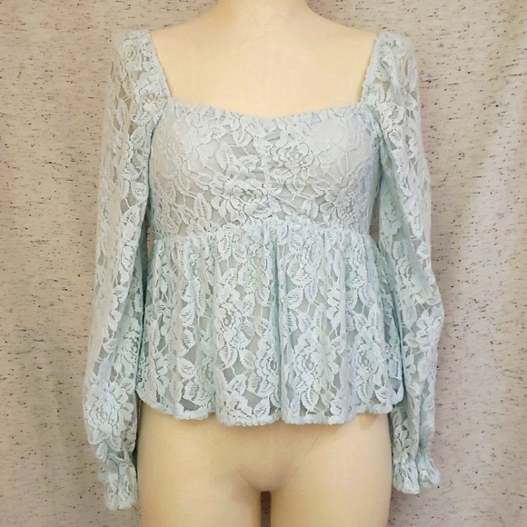 Light Blue Lace Top - Picture 1 of 7